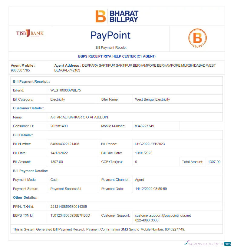 download download INDIA WEST BENGAL ELECTRICITY utility bill Word and PDF template PDF template PDF template
